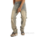 Höst- och vinter retro dragkedja trendiga varumärke jeans